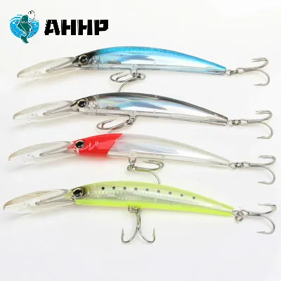 

AHHP 130mm 24g HARD PLASTIC LURE Fishing Bass Bait Fishing Pesca Minnow Lures, 4 colors