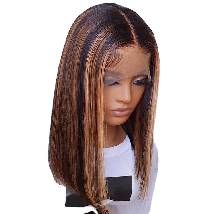 

100% Virgin Brazilian Human Hair Frontal Wig 10A Grade Bone Straight Ombre Piano Color Human Hair Hd Lace Front Wigs