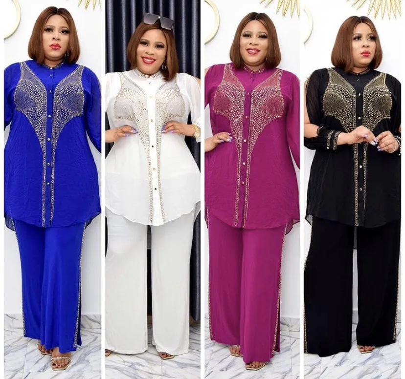 

Turkey Wholesale Custom Solid Color Zipper Long Sleeve Blouse Long Pants Women' S Two Piece Set, As showed