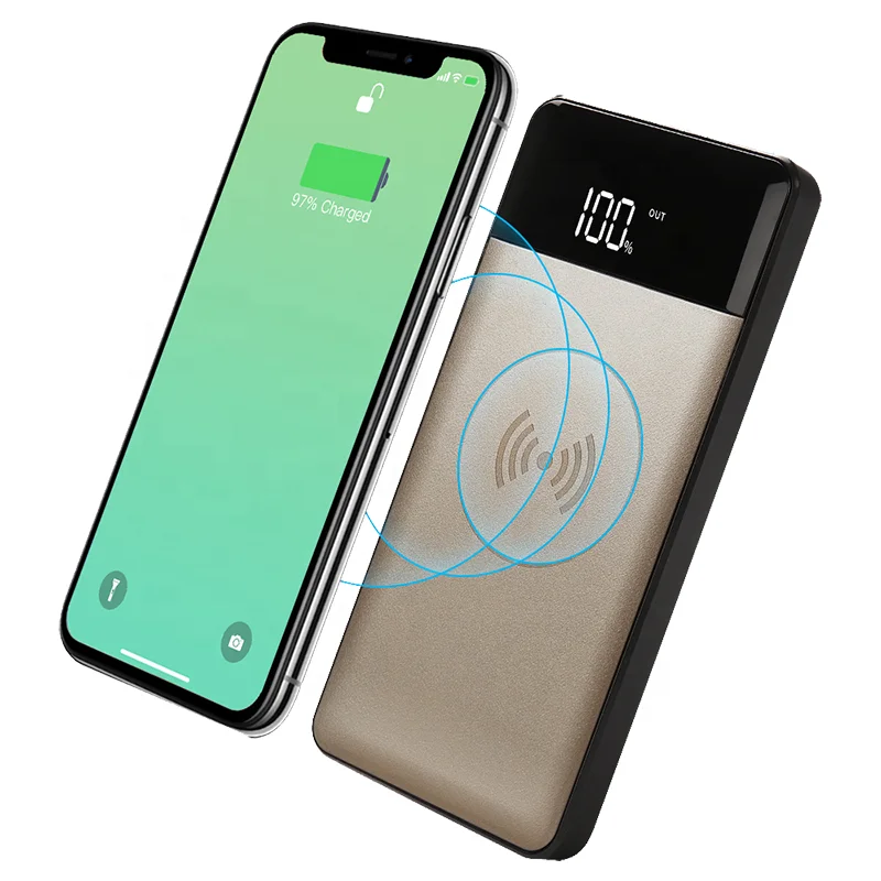 

2021 Amazon New arrival 10000mAh wireless power bank support fast charger 18W Max QC 3.0 wireless fast charging power banks, Silver, black, gold, grey etc