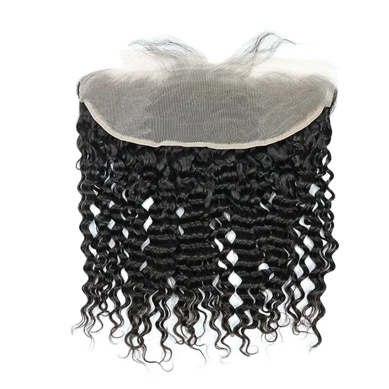 

Deep Wave Brazilian Human Virgin Hair Lace Frontal Pieces Natural Hairline 13x4 Transparent Lace Frontals with Baby Hair