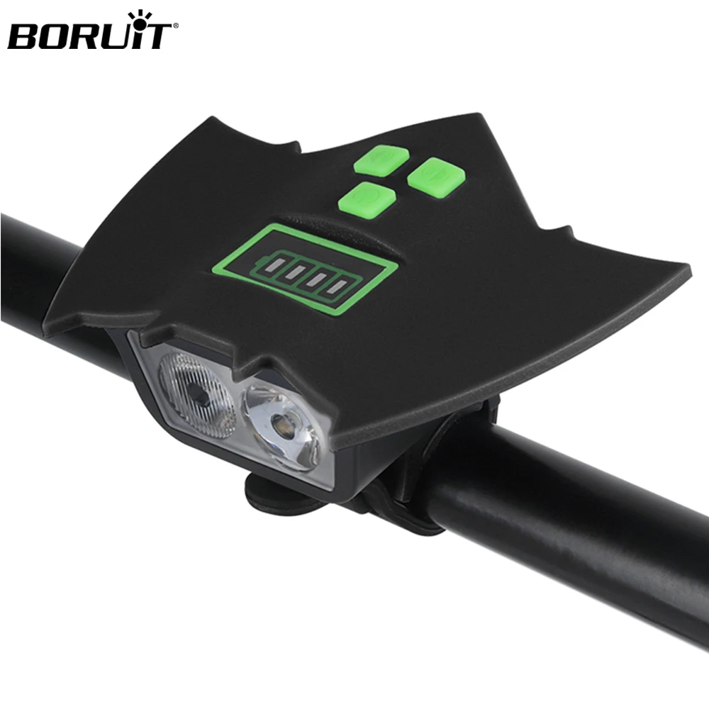 

BORUiT Halloween Black Bat LED best bicycle light Outdoor Riding Waterproof USB Rechargeable Bicycle Front Light Speaker Set