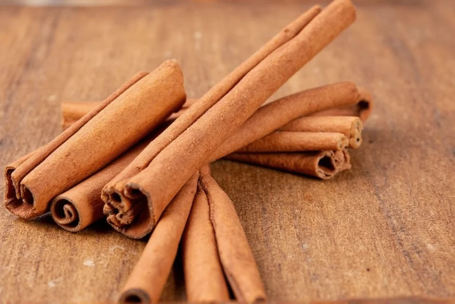 Close-up comparison of Ceylon cinnamon sticks versus Cassia cinnamon sticks showing the thinner, layered structure of Ceylon