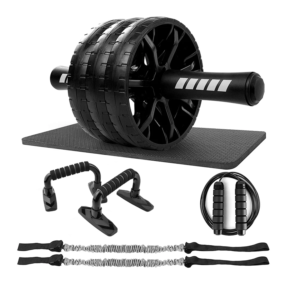 

Three wheels Push Up Stand Bar Resistance Bands Home Workout sports machine Equipment Abdomen roller Muscles Training Factory Ou