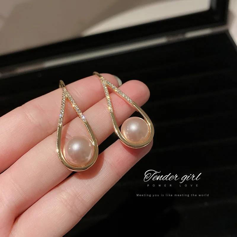 

real gold plated fashion trendy wholesale pearl bridal earrings