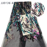 

JJ0136 African Sequins Lace Fabric 2020 black High Quality French Sequins Tulle Lace Dress Nigeria Lace Fabric For Wedding