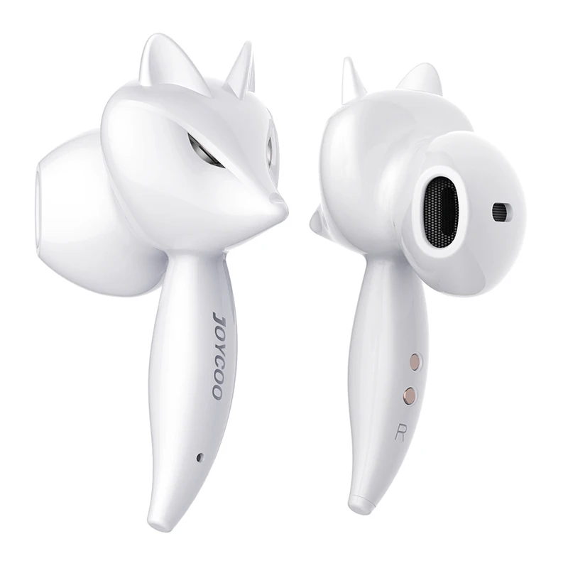 

Mini fox tail Headset and HIFI noise reduction earphone Wireless BT 5.0 Earbud LED Display Mobile Phone Headphone Fone De Ouvido, Red/white