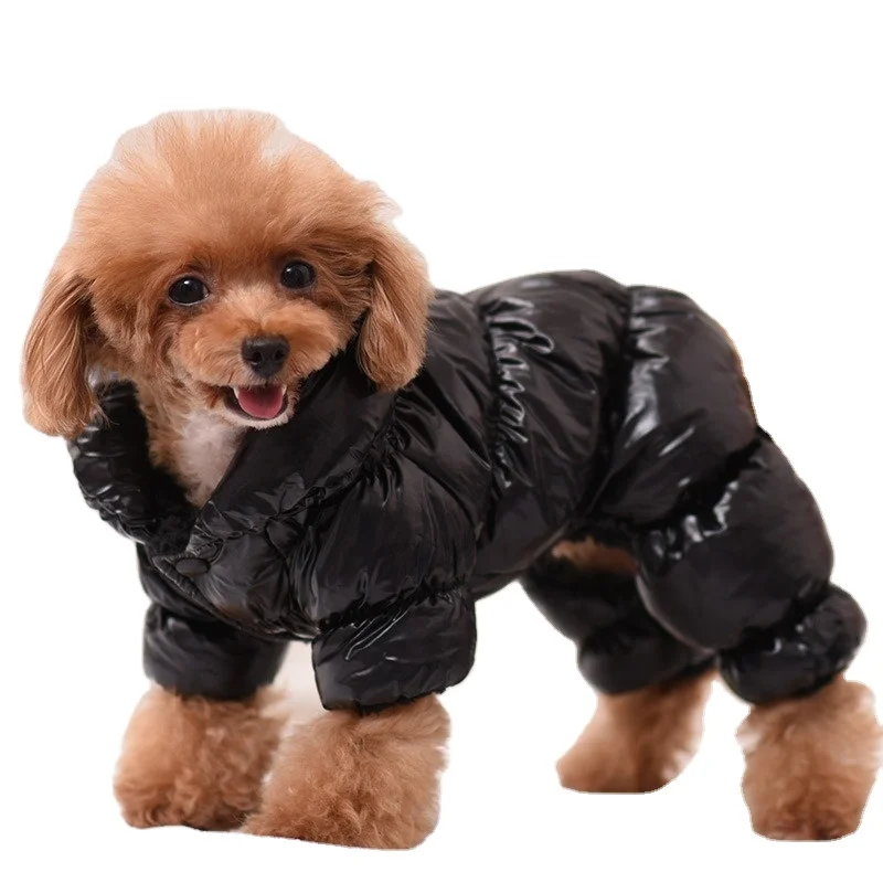 

Luxury Dog Winter Clothes Warm Cotton Padded Pet Jumpsuit Dog Down Coat Jacket, As shown in details