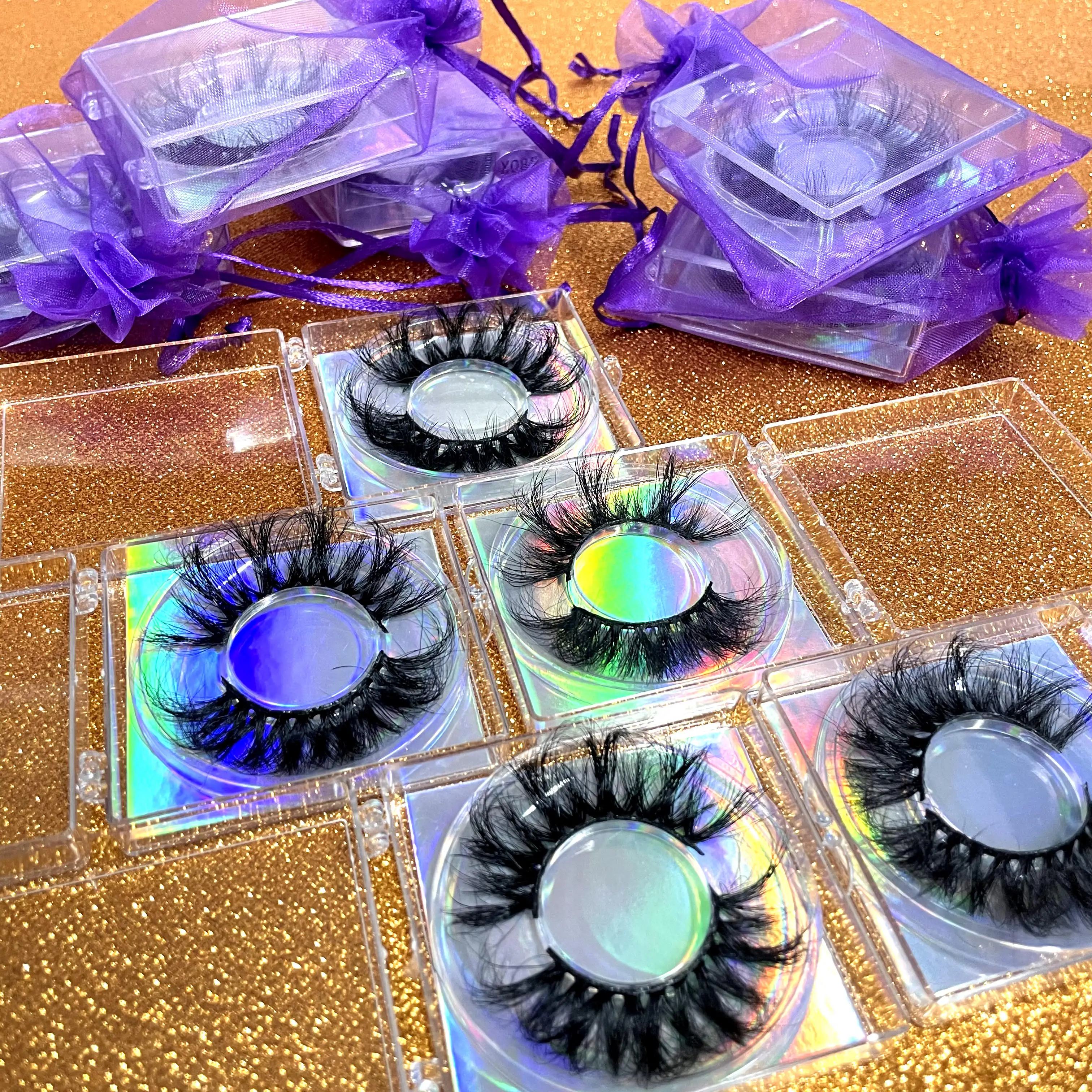 

100% hand made custom thick full strip lashes case wholesale fluffy 25 mm 3d mink eyelashes vendor, Natural black
