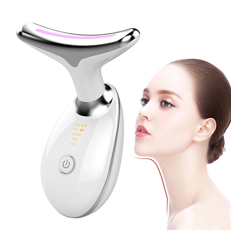 

2022 New Fashion Facial and Neck lifting massager LED Therapy EMS High Frequency Heating Neck lift beauty device
