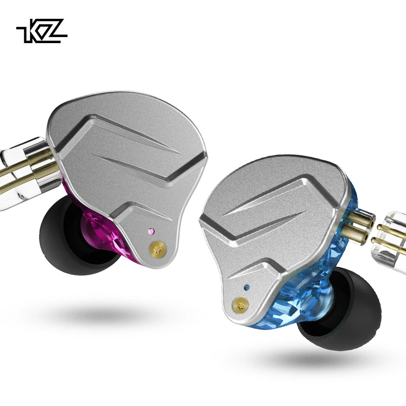 

KZ ZSN Pro Metal Earphones Hybrid technology HIFI Bass Earbuds Sport Noise Cancelling Headset, Grey/purple/blue