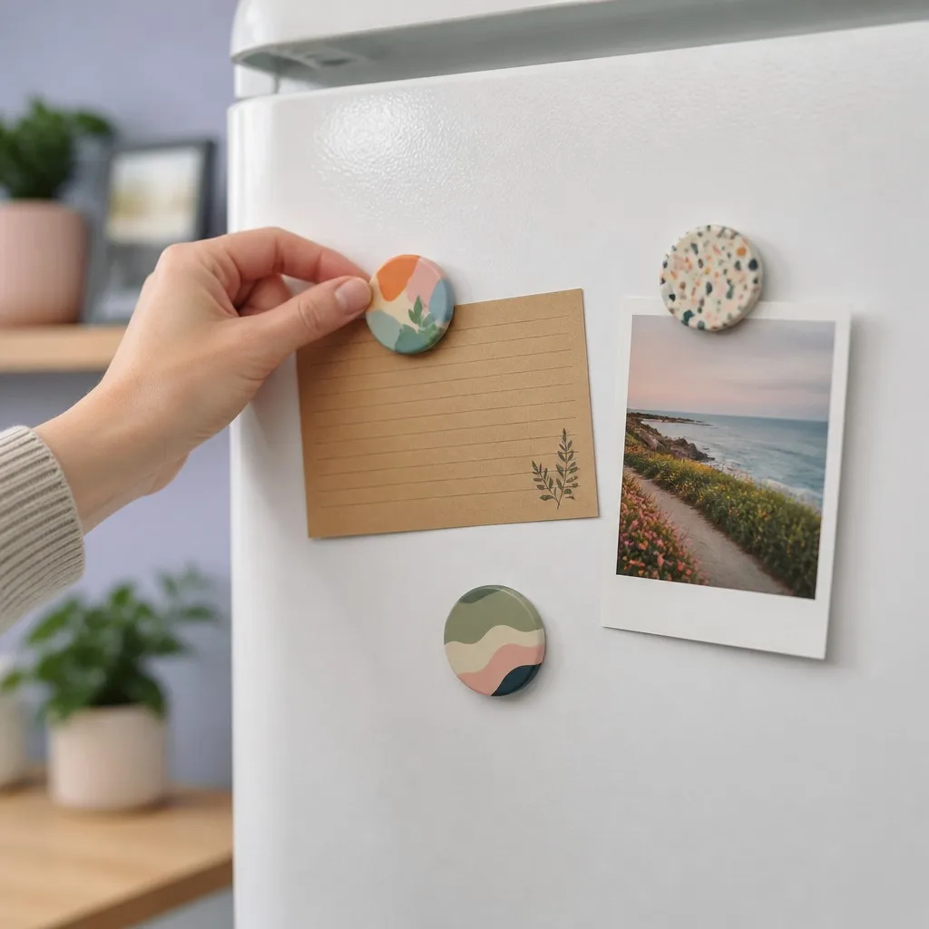 Acrylic Fridge Magnets Holding Photos and Notes on Kitchen Refrigerator