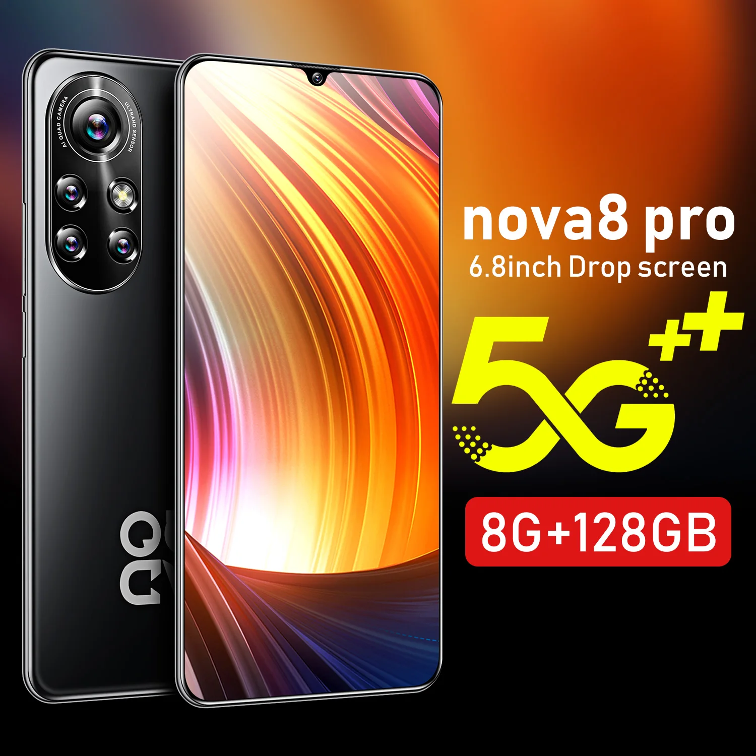 

Android Smart Phone nowa 8 pro+6.8-Inch Big HD Screen Dual Card Dual Standby 8GB + 128GB Android 11Core Processing System 4G
