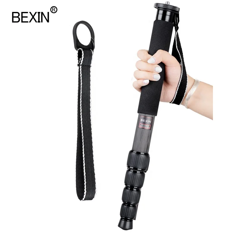 

BEXIN travel Extendable 5 Section Telescoping Carbon Fiber walking stick Monopod Unipod for Canon Nikon Pentax dslr video camera, Black