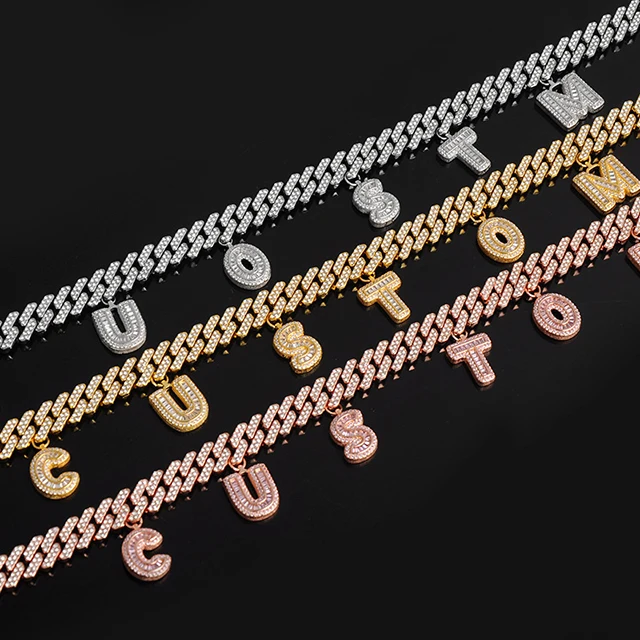 

ADELANTE European And American Hip Hop Personalized New 12mm Bar DIY Splicing Letter 8 Inch Custom Cuba Chain Bracelets