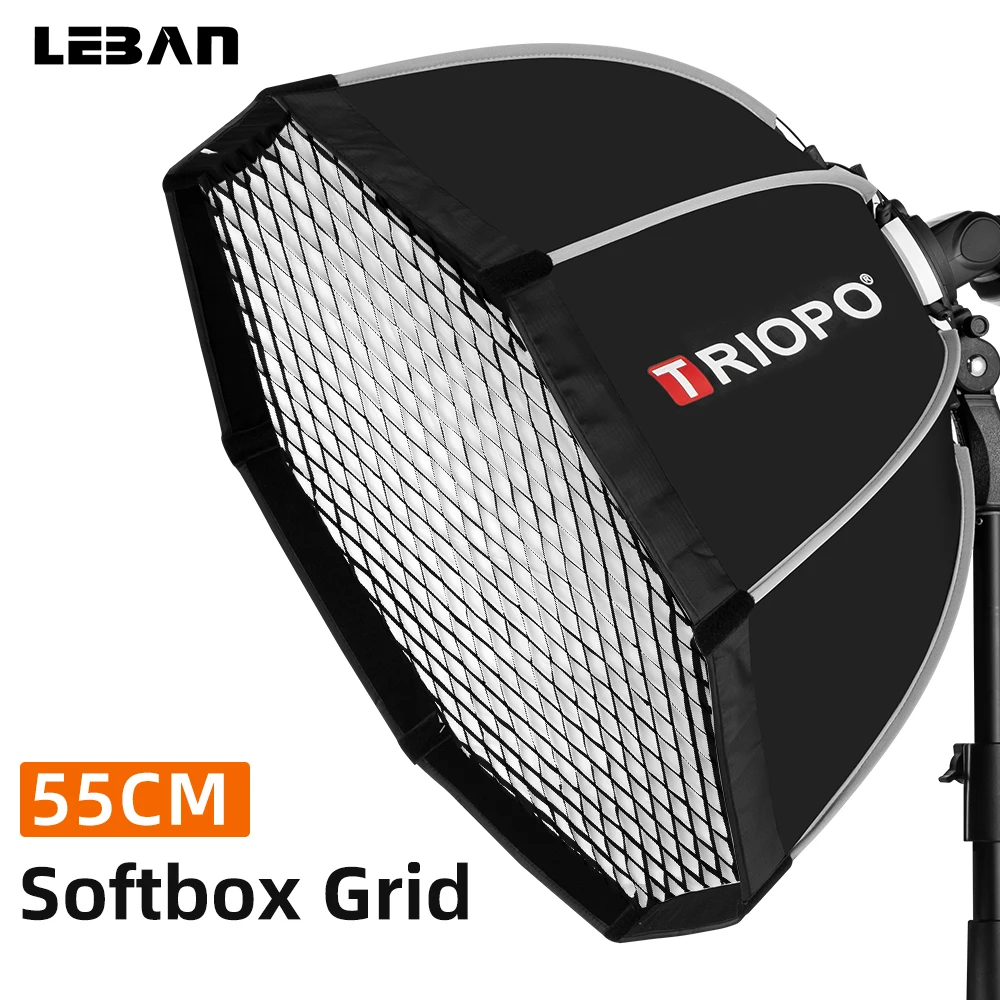 

inlighttech Triopo Ks55 55cm Speedlite Portable Octagon Umbrella Softbox + Honeycomb Grid Outdoor Flash Soft Box for Godox, Other
