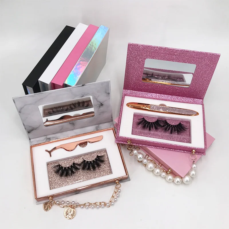 

Custom Package Box Mirror Magic Eyeliner Book with 25mm Dramatic Lashes Liquid Eye Liner Set, 10 color