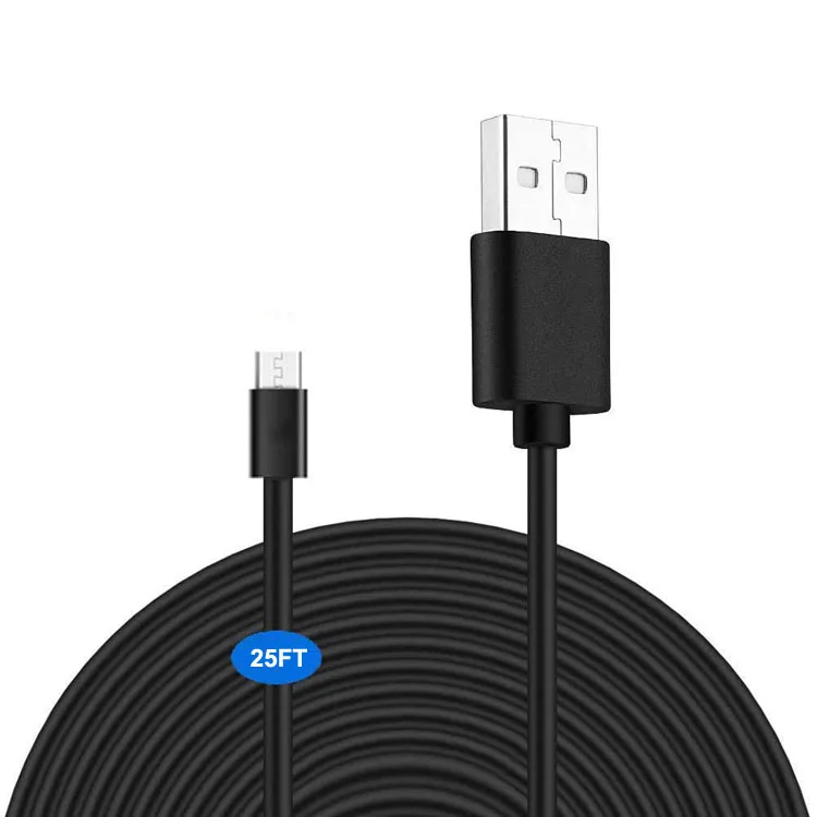 

25ft Extra Long Extension Power Cord 8m Micro USB Cable for Cam Security Camera Android