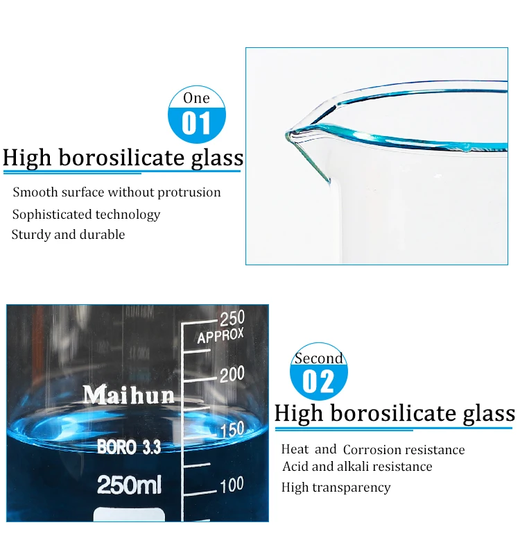 Factory supplies cheap price high borosilicate glass beakers laboratory glassware