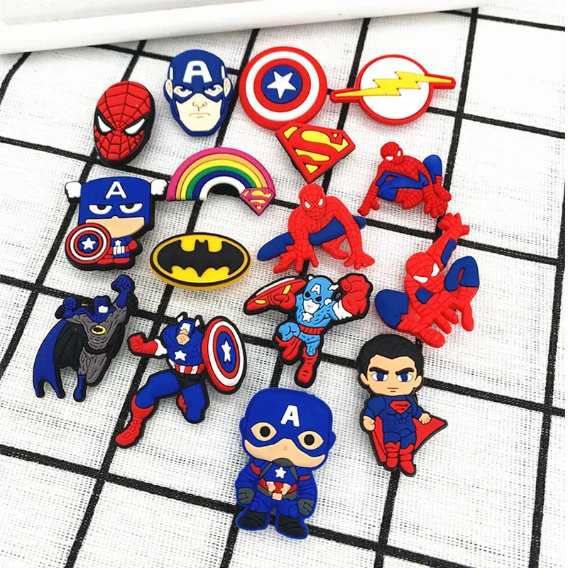 

Goods in stock Factory direct sale new style Avengers Croc shoe charms clog PVC hero Shoes accessories