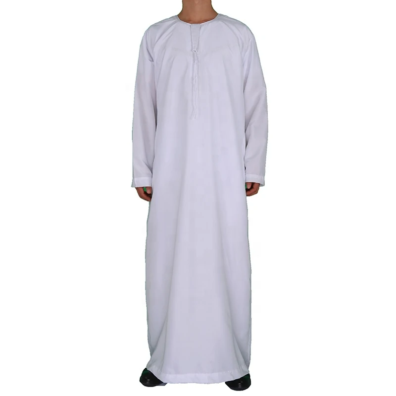 

New Arrival Islamic Mens Thobe Arab Thobe White Robe Long Sleeve Maxi Dresses Turkey Islamic