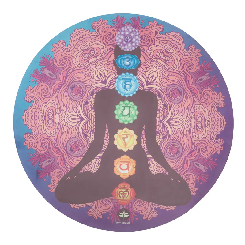 

Natural Rubber Body building Home Exercise Meditation Faux Suede Round Yoga mat, Blue