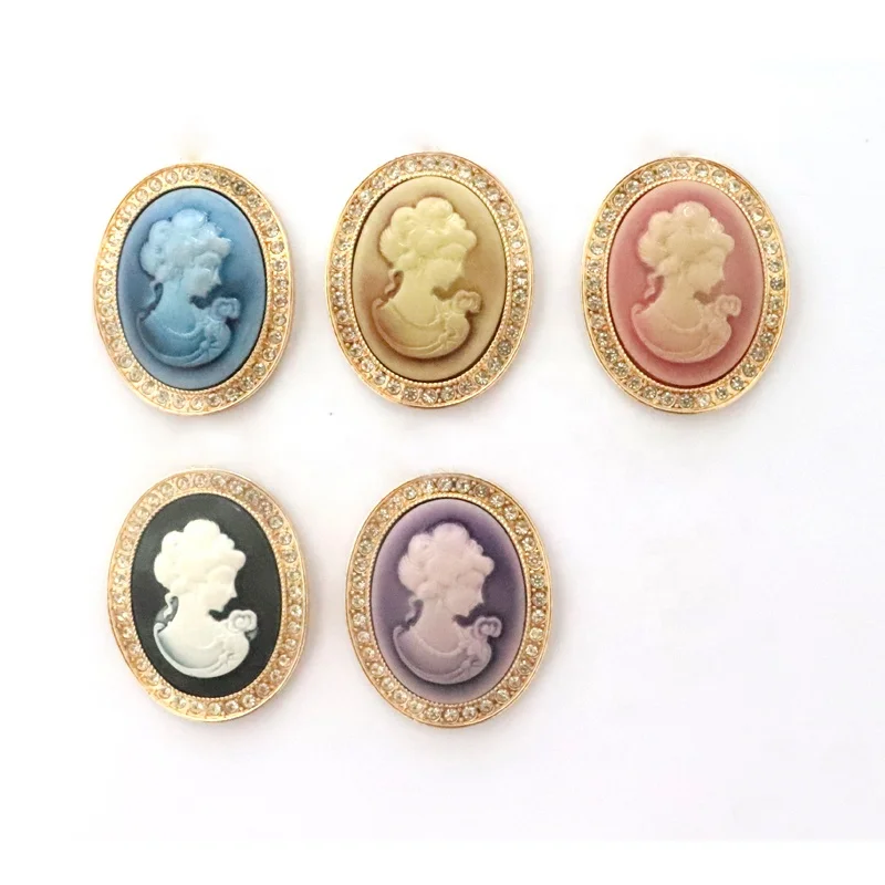 

Custom 5 Colors Nice Crystal Rhinestone cameo Brooch