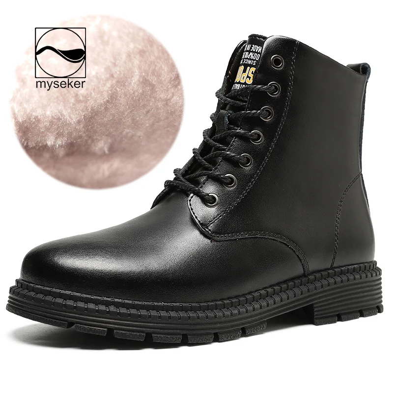 

Myseker Ankle Black Boots 2021 Fashion Designer Brand Boots Flat Trendy Men'S Leather Boots