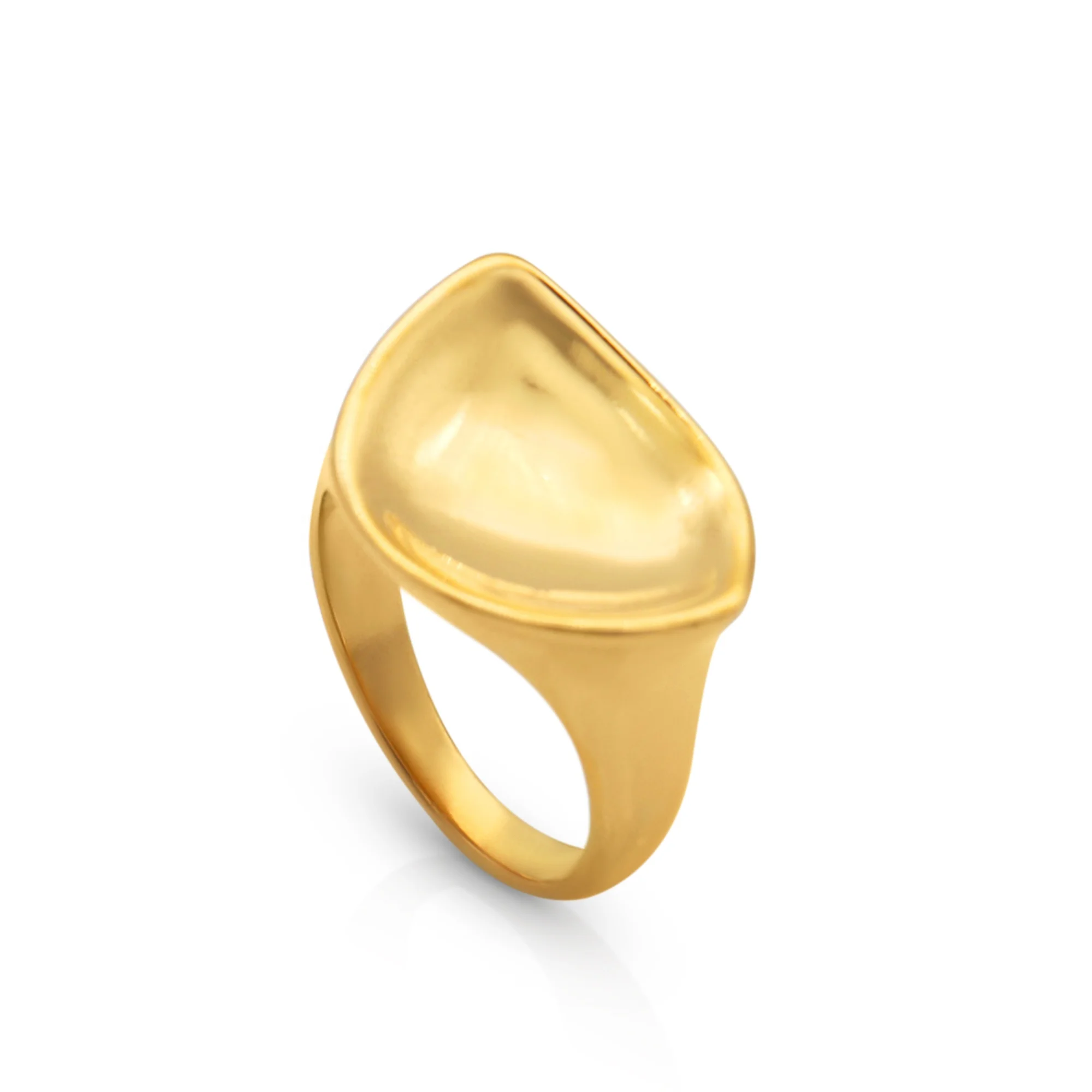 

Chris April fashion jewelry in stock PVD gold plated 316L stainless steel Non-tarnish organic shape Signet ring