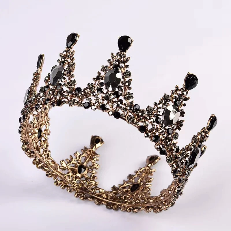 

SongMay Wholesale spot Retro Black headdress bride crown wedding dress Baroque crown Rhinestone headdress birthday crown