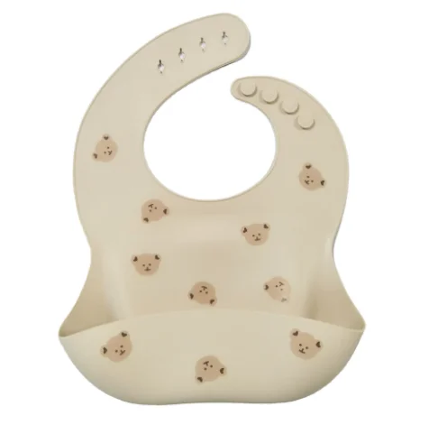 

New Baby Bear Food Grade Silicone Waterproof Bibs Newborn Boys Girls Feeding Saliva Towel Infants Adjustable Burp