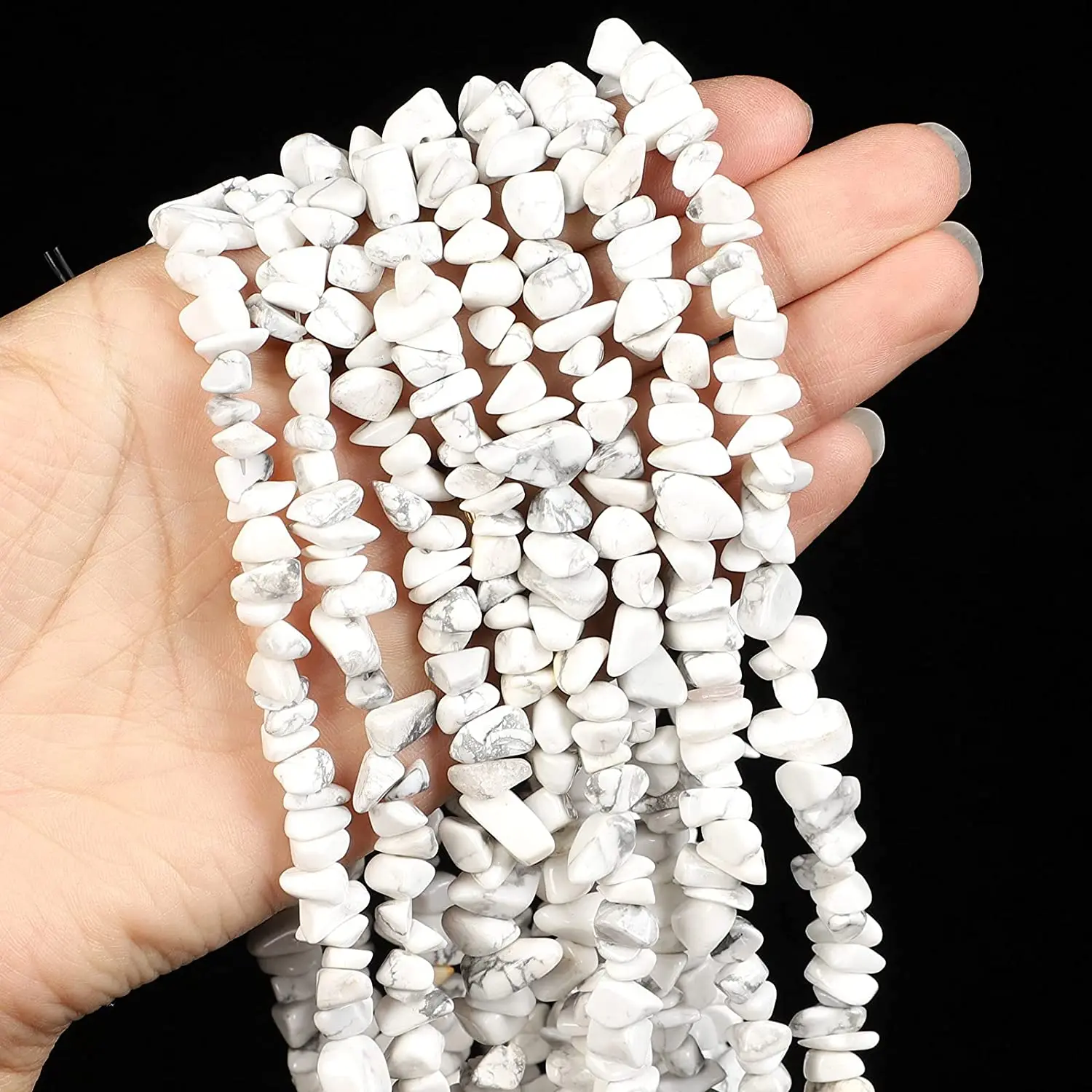

Hot Sales Howlite Gemstone Beads,Natural Chips Assorted Loose Beads, Healing Crystal Energy Stone for Jewelry Making