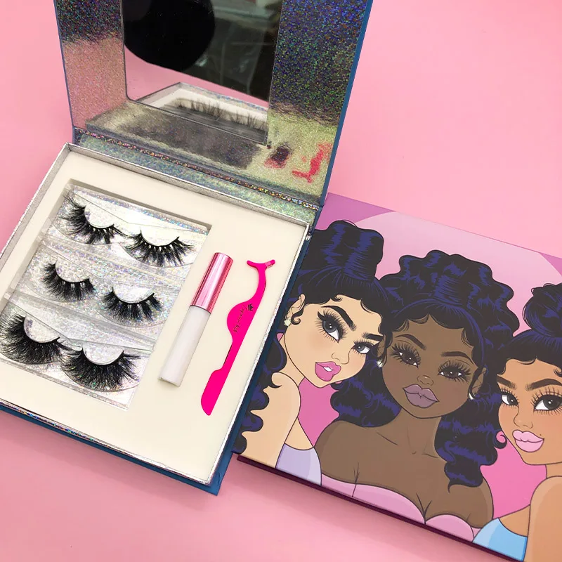 

lash books set eyeliner lashes tweezers 3d eyelashes 25mm mink eyelash book eyelash vendor customized boxes