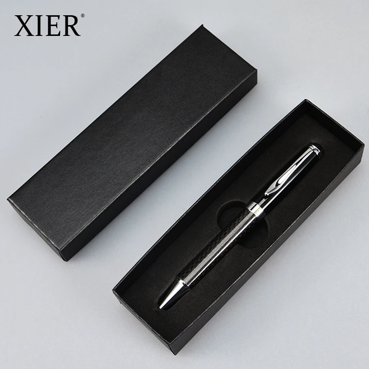 
High Quality Professional Business gift office black metal ballpoint carbon fiber pen customized logo 