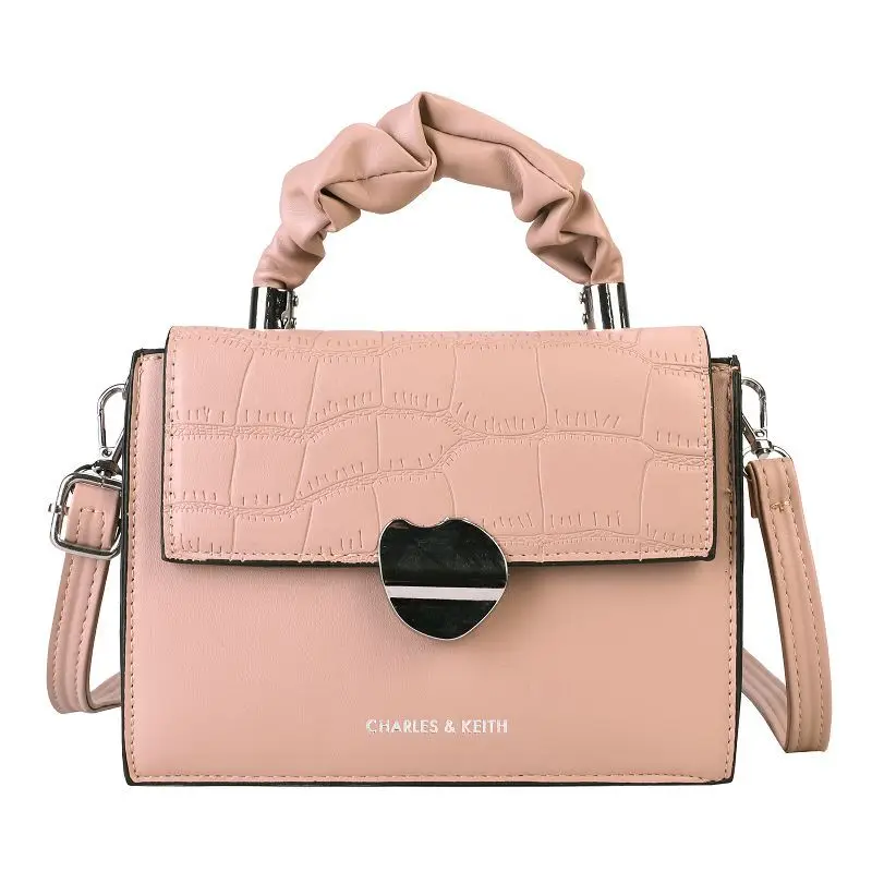 

Stone Grain Pu Leather Ladies Handbag Fashion Style Pleated Handle Shoulder Bag Detachable Shoulder Strap Messenger Bag YGH373