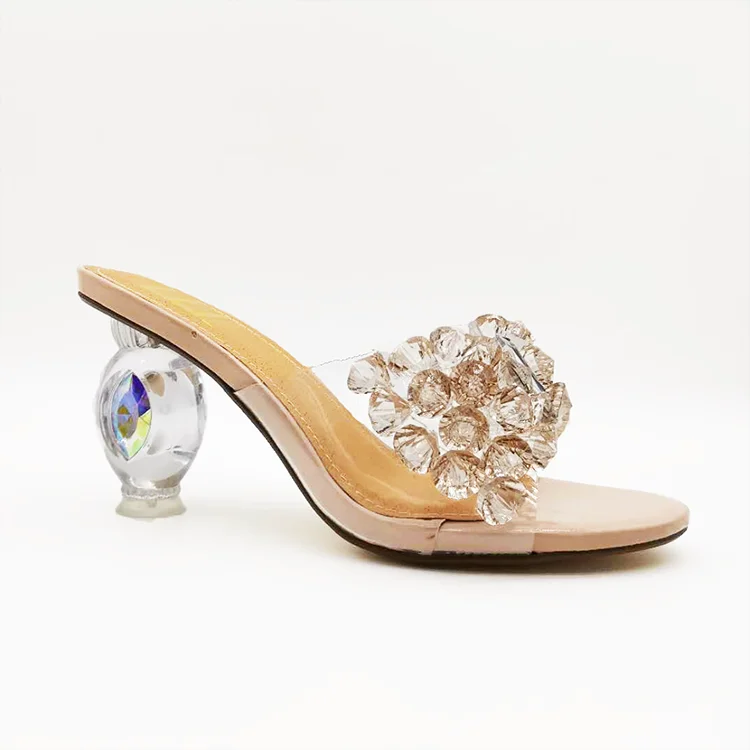 

Fashion Dress Shoes Stylish pvc New Fancy Women High Heel 2020 Diamante hyaline vamp, Colorful