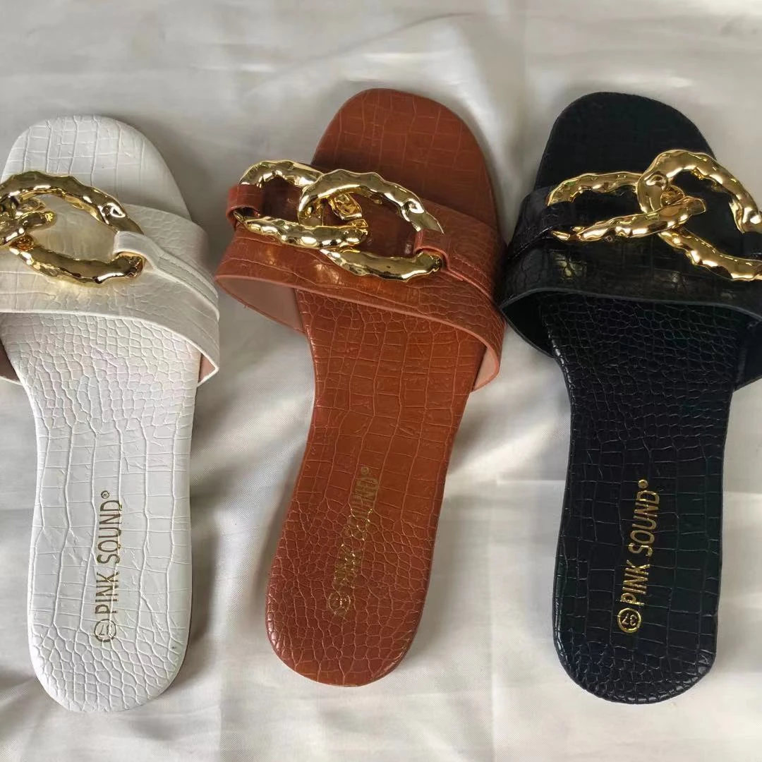 

2021 Crocodile Pattern Woman's Flat Slippers Wholesale Summer women's outdoor slippers women's slippers 2020 summer new fashion, Customized color