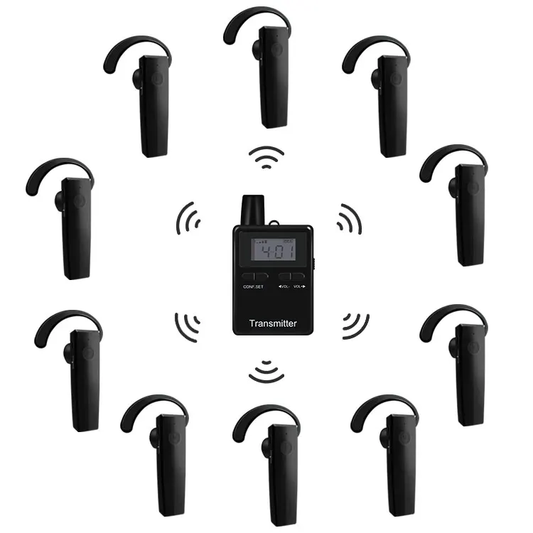 

Radio Transmitter Wireless Tour Guide Counter Communication System Portable for Restaurant, Black