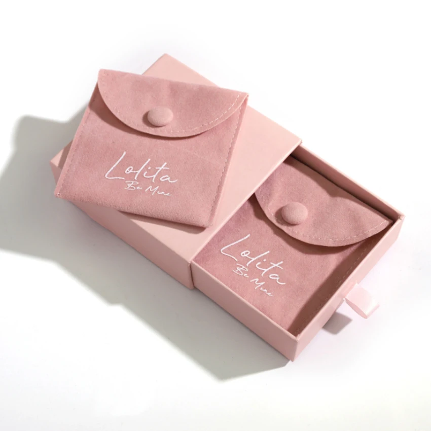 

Luxurious Pink Jewellery Pouch Bag With Jewelry Box Packaging, Customized color