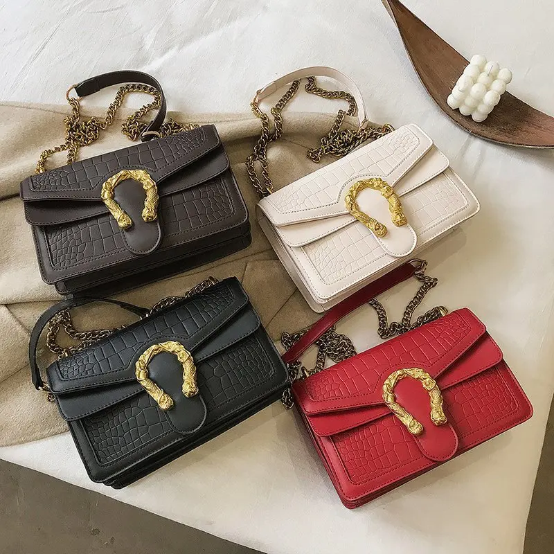 

Western Style Female Lock Chain Shoulder Messenger Bags Elegant Female Small Square Bag Leather Bags Women Handbags Ladies
