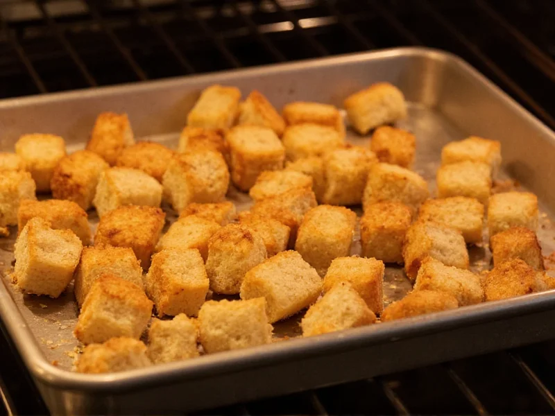 homemade croutons in oven