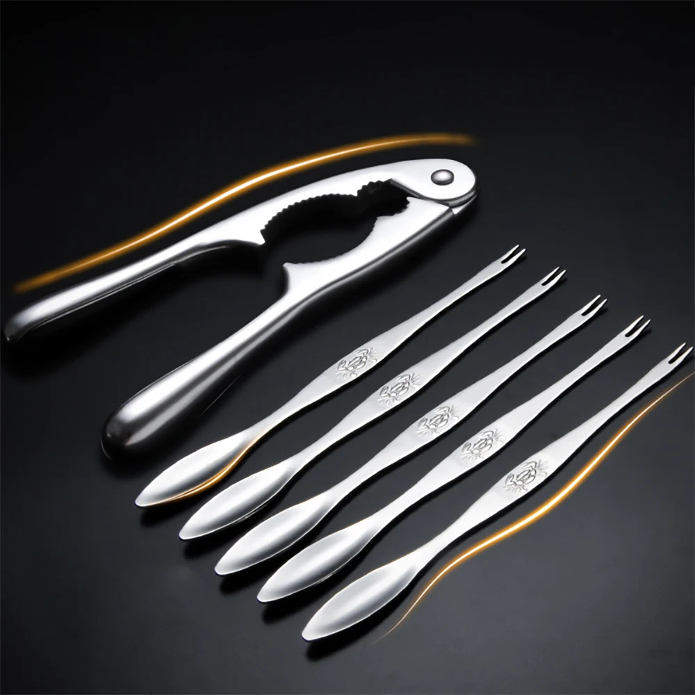

Seafood Tool Sets Lobster Clamp Pliers Clip Pick Stainless Steel Crab Fork Crab Pliers Restaurant Home Kitchen Tool Accessories, Silver