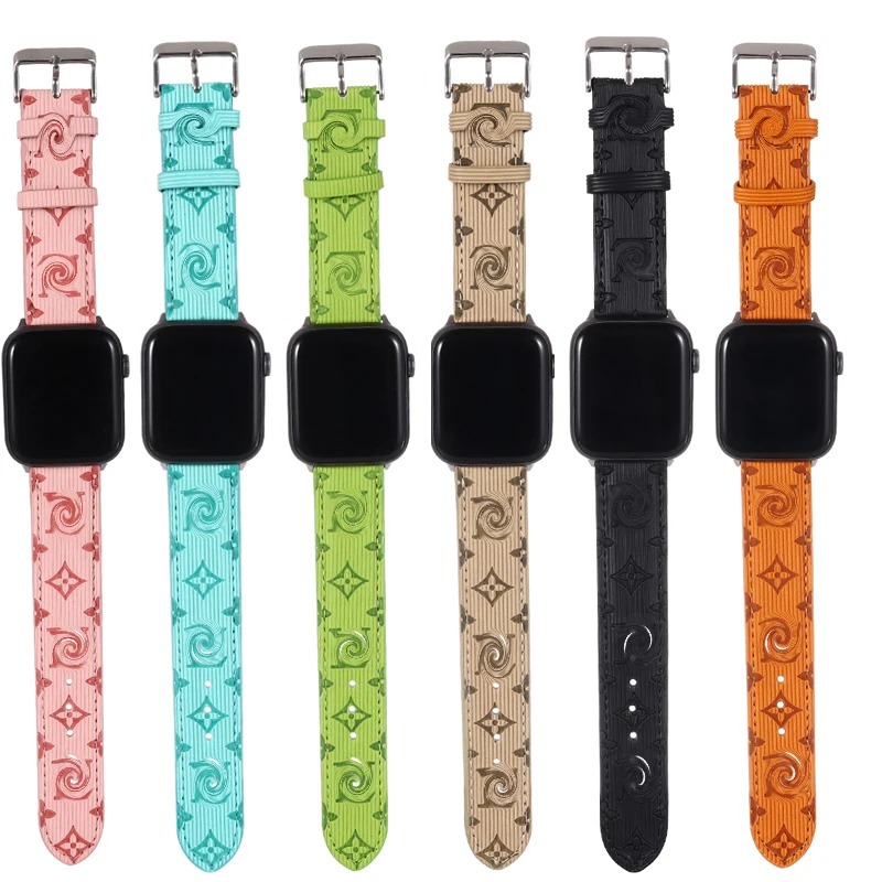 

Luxury Vintage Leather Series SE 6 5 4 Printed Watch Band Watch Strap for iwatch Apple bands