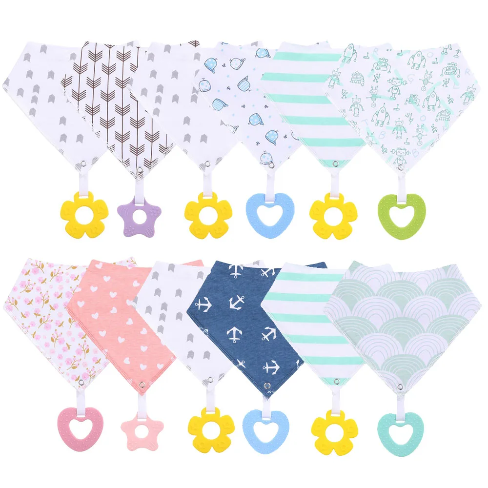 

New Fashion Baby Bandana Drool Bibs and Teething Toys Made with 100% Cotton Super Absorbent and Soft Unisex Newborn Bibs