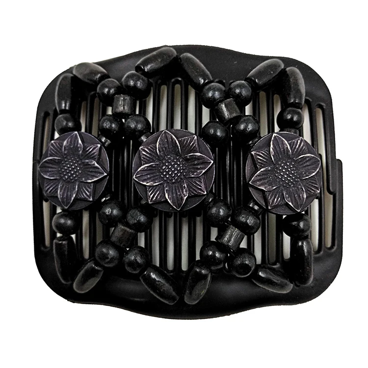 

New Multi-functional Magic Bead Stretchy Hair Combs Double Magic Slide Cleaning Tools wood Comb Clip Hairpins, Any color is available