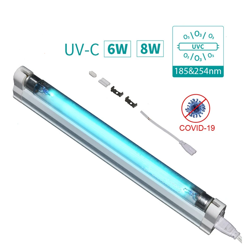 Ultraviolet Germicidal Light T5 Tube UVC LED Disinfection Sterilizer Kill Dust Mite UV Lamp with Fixture For Bedroom Hospital