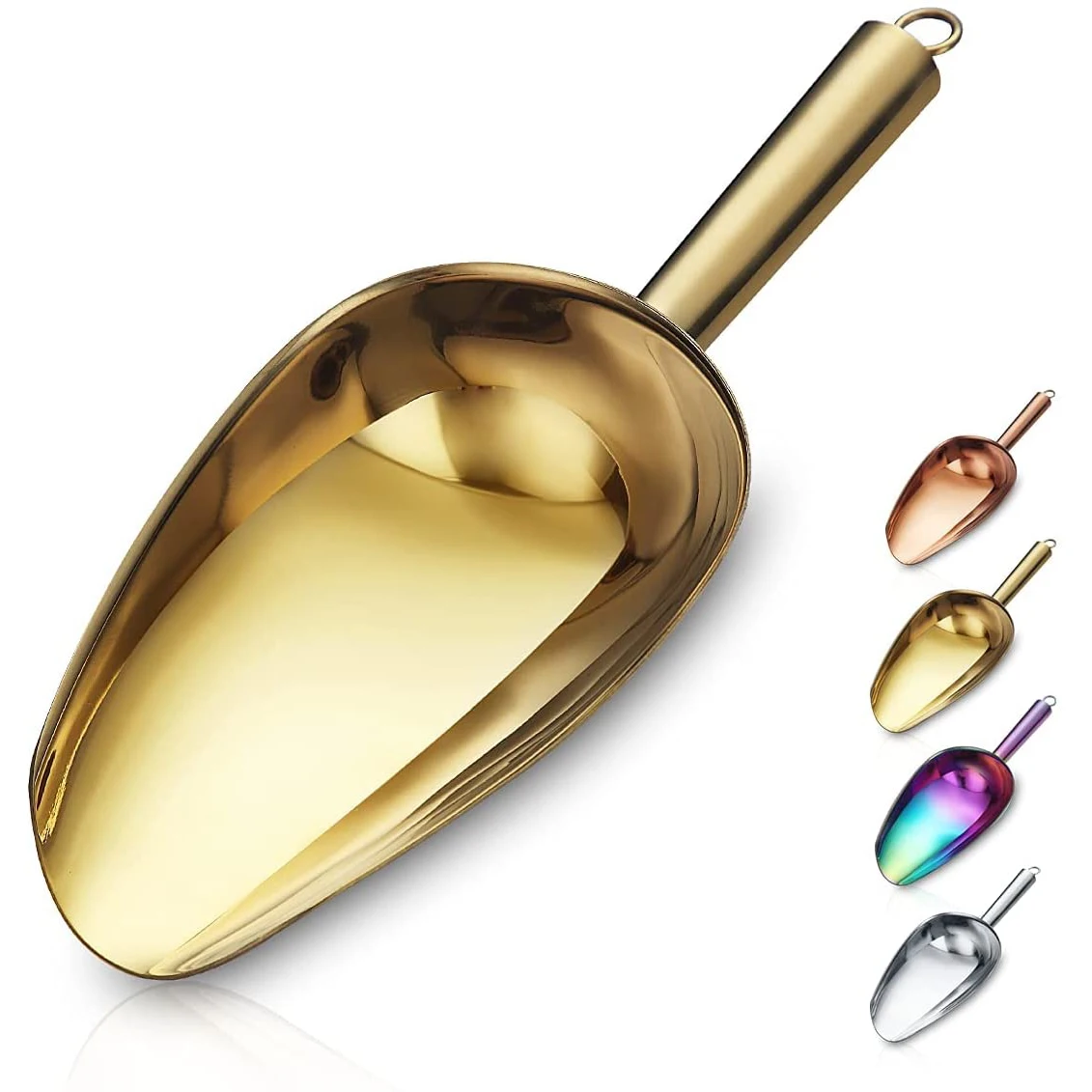 

Bar Accessories Party Wedding Kitchen Round Bottom Gold Stainless Steel Shovel Ice Scoop, Silver, gold, color, rose gold