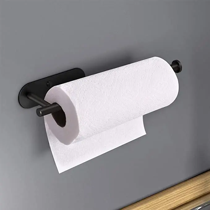 

Wall Mount Paper Towel Holder Hand Towel Holder Stand For Kitchen And Bathroom, Black