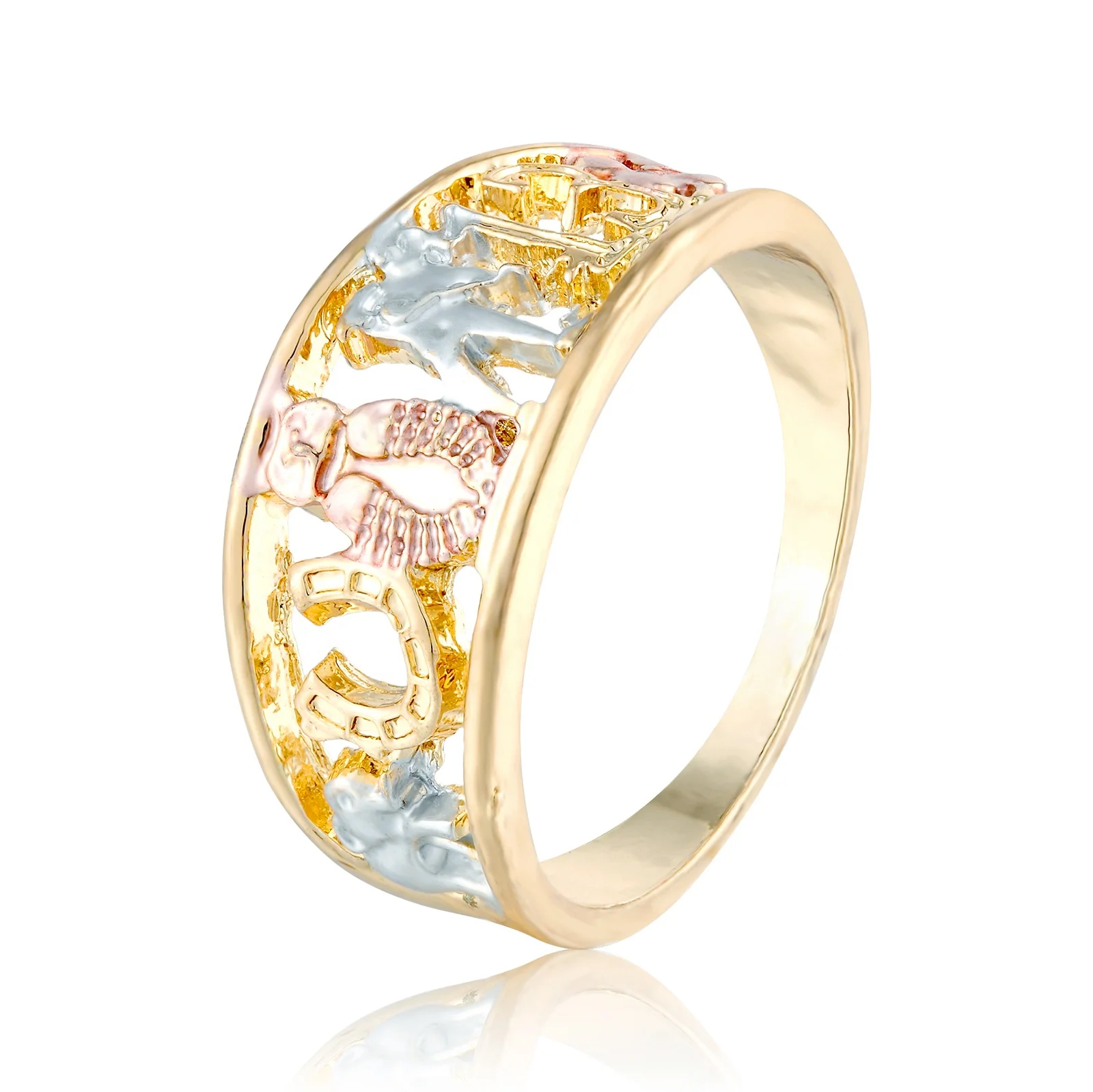 

Elfic fashion multicolor animal series environmental copper women's ring, Gold color