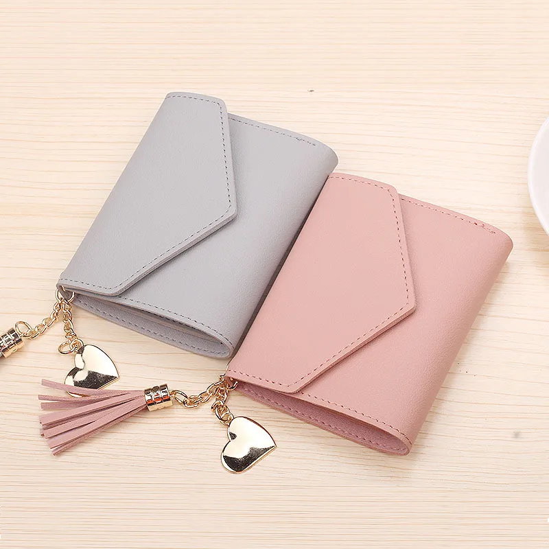 

Fashion Tassel Women Wallet for Credit Cards Small Leather Short Womens Wallets and Purses